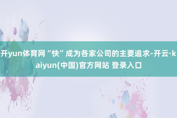 开yun体育网“快”成为各家公司的主要追求-开云·kaiyun(中国)官方网站 登录入口
