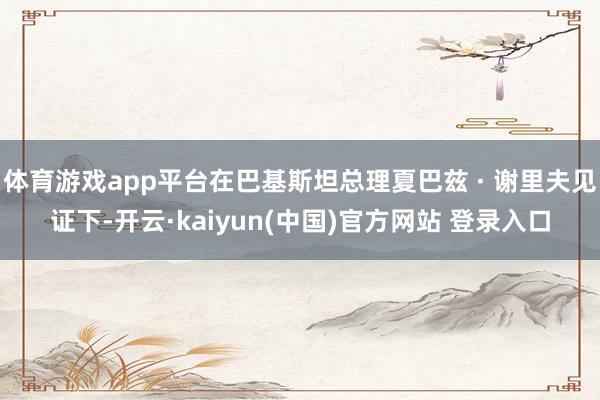 体育游戏app平台在巴基斯坦总理夏巴兹 · 谢里夫见证下-开云·kaiyun(中国)官方网站 登录入口