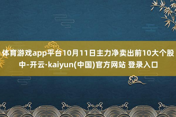 体育游戏app平台10月11日主力净卖出前10大个股中-开云·kaiyun(中国)官方网站 登录入口