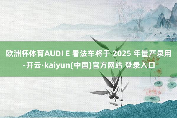 欧洲杯体育AUDI E 看法车将于 2025 年量产录用-开云·kaiyun(中国)官方网站 登录入口