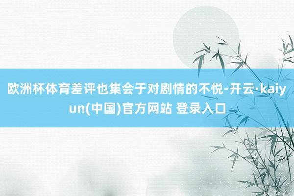 欧洲杯体育差评也集会于对剧情的不悦-开云·kaiyun(中国)官方网站 登录入口