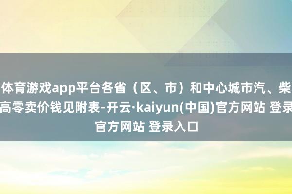 体育游戏app平台各省（区、市）和中心城市汽、柴油最高零卖价钱见附表-开云·kaiyun(中国)官方网站 登录入口