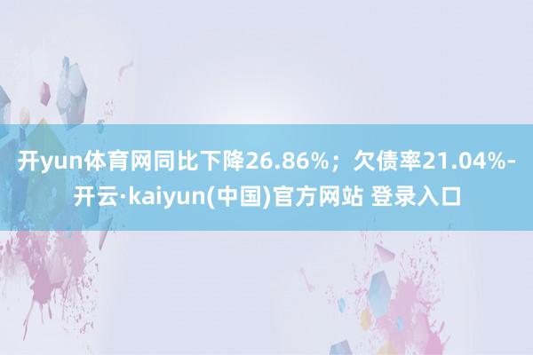 开yun体育网同比下降26.86%；欠债率21.04%-开云·kaiyun(中国)官方网站 登录入口
