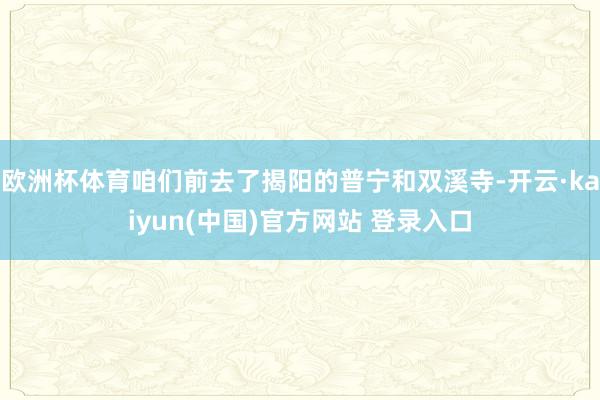欧洲杯体育咱们前去了揭阳的普宁和双溪寺-开云·kaiyun(中国)官方网站 登录入口