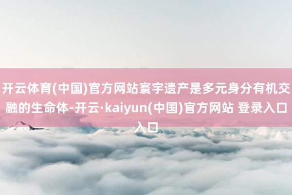 开云体育(中国)官方网站　　寰宇遗产是多元身分有机交融的生命体-开云·kaiyun(中国)官方网站 登录入口