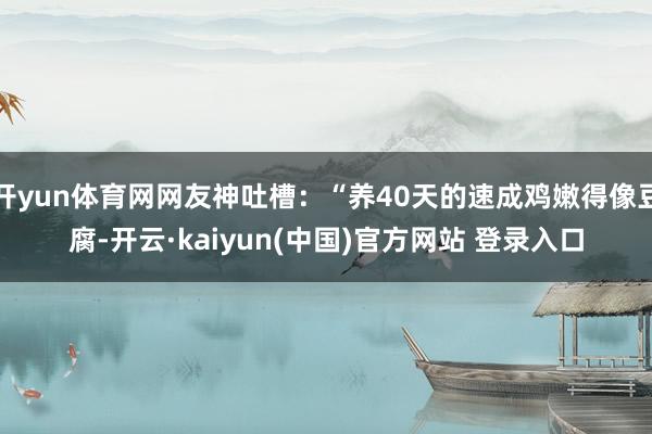 开yun体育网网友神吐槽：“养40天的速成鸡嫩得像豆腐-开云·kaiyun(中国)官方网站 登录入口