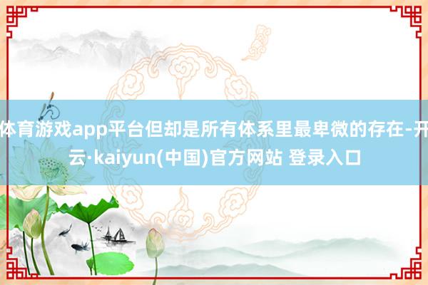 体育游戏app平台但却是所有体系里最卑微的存在-开云·kaiyun(中国)官方网站 登录入口