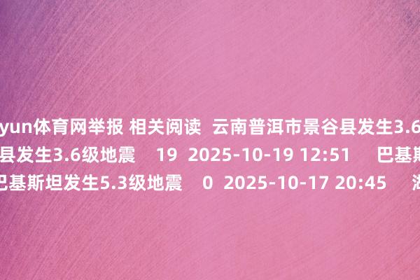 开yun体育网举报 相关阅读  云南普洱市景谷县发生3.6级地震云南普洱市景谷县发生3.6级地震    19  2025-10-19 12:51     巴基斯坦发生5.3级地震巴基斯坦发生5.3级地震    0  2025-10-17 20:45     湖南邵阳市邵东市近邻发生3.6级驾御地震湖南邵阳市邵东市近邻发生3.6级驾御地震    51  2025-10-16 23:50     新疆伊犁州昭苏县发生3.0级地震新疆伊犁州昭苏县发生3.0级地震    16  2025-10-14 23:37     在新疆阿克苏地区拜城县发生4.0级地震在新疆阿克苏地区拜城县发生4.0级地震    23  2025-10-14 11:31     一财最热      点击关闭-开云·kaiyun(中国)官方网站 登录入口